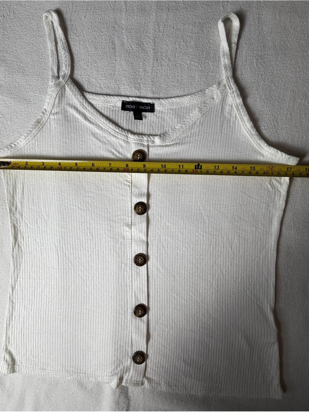Moa Moa Cream Ribbed Button-Front Tank size large - Picture 5 of 7